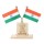 Voila Indian Flag in Pair with Satyamev Jayate Wooden Symbol in Square Shape Stand for All Car Desk & Office Table